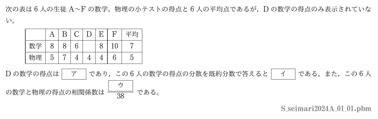 2024年度 第１問(1)　